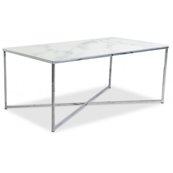 Palasso sofabord 110 cm - Krom / Lys marmorering + Flekkfjerner for mbler