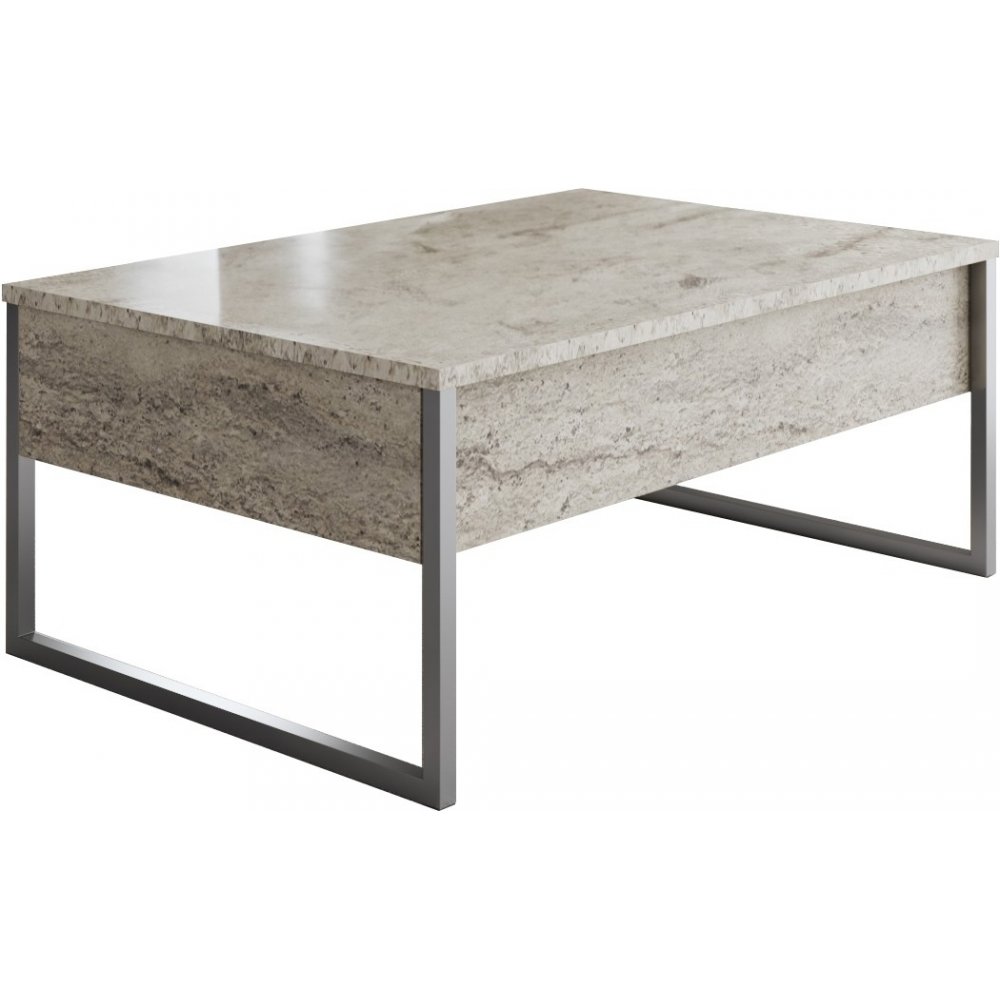 Lux salongbord 90 x 60 cm - Travertin/sølv - Salongbord, Bord