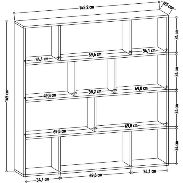 Hodbi bokhylle - Antrasitt/eik