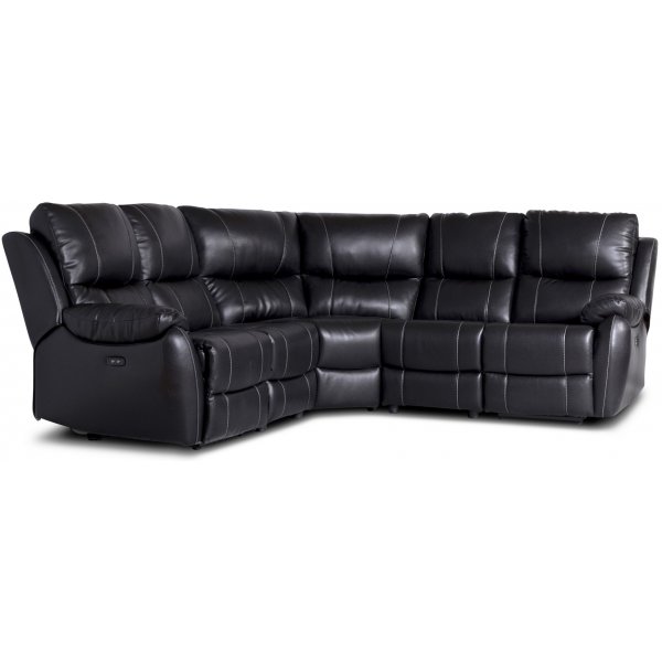 Enjoy Chicago recliner- hjrnesofa - 4-seter (el) i svart kunstskinn