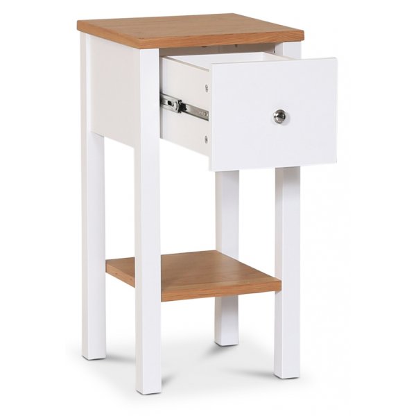 Sandhamn nattbord - Eik / Hvit + Møbelføtter Sandhamn nattbord - Eik / Hvit + Møbelføtter
