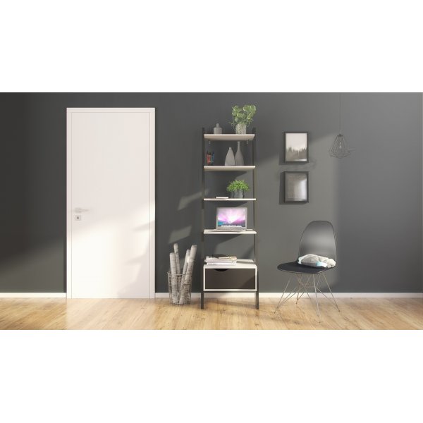 Oslo trinnhylle - Hvit/svart Oslo trinnhylle - Hvit/svart