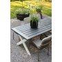 Oxford utendrs spisegruppe: grtt/hvitt bord 220 cm, inkludert 6 stk. Lincoln stablebare karmstoler gr/beige