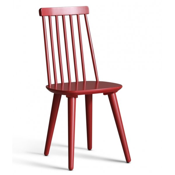 Dalsland spisegruppe: Spisebord i sort/eik med 6 røde knaggstoler Dalsland spisegruppe: Spisebord i sort/eik med 6 røde knaggstoler