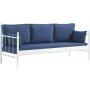 Lalas 3-seters utesofa - Hvit/bl