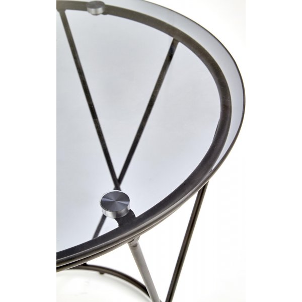 Luzon salongbord Ø50 cm - Røkt glass/sort Luzon salongbord Ø50 cm - Røkt glass/sort