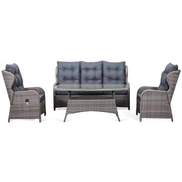 Orleans utem�belgruppe h�y rygg med recliner (3+1+1) - Gr� kunstrotting