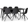Dipp spisegruppe; spisebord, 180x90 cm med 6 svarte, svingbare Bridge pinnestoler Dipp spisegruppe; spisebord, 180x90 cm med 6 svarte, svingbare Bridge pinnestoler