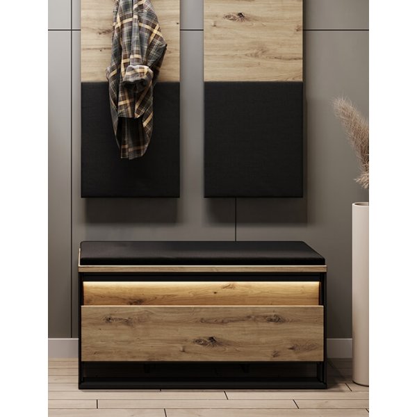 Quant hallbenk 92 cm - Artisan eik/sort