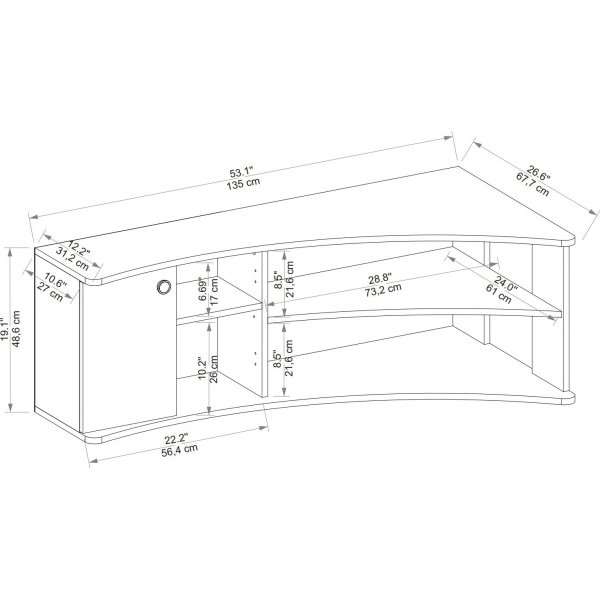 Termera mediabenk - Lys valn�tt/beige