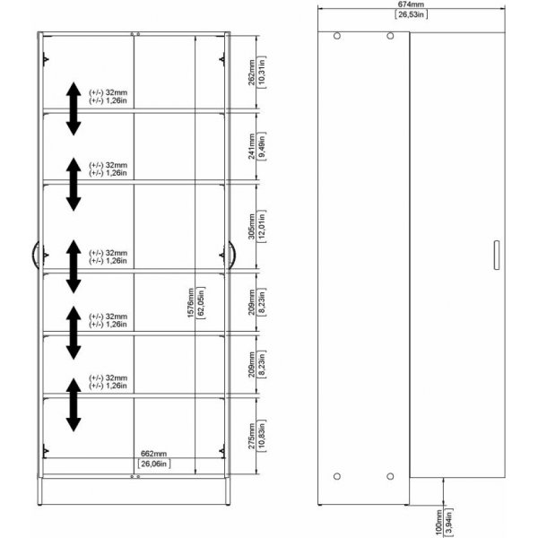 Fokusskap - Hvit - H�yde 200 cm - Bredde 49,2 cm