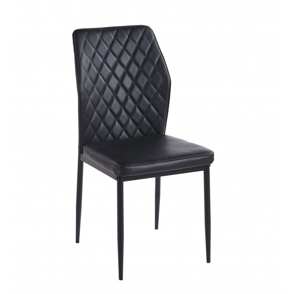 Spisegruppe Sandö spisebord Ø120 cm i hvit terrazzo med 4 Inez spisestoler i svart kunstskinn Spisegruppe Sandö spisebord Ø120 cm i hvit terrazzo med 4 Inez spisestoler i svart kunstskinn