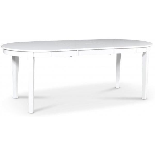 Gåsö spisegruppe: Bord 160/210 cm inkludert 6 Fårö stoler med kryss - Hvit/Eik Gåsö spisegruppe: Bord 160/210 cm inkludert 6 Fårö stoler med kryss - Hvit/Eik