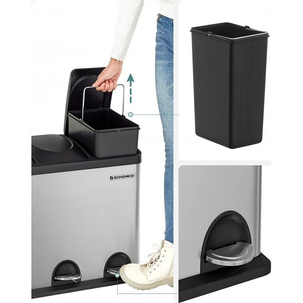 Luan avfallsbeholder 54 l - Sølv/sort Luan avfallsbeholder 54 l - Sølv/sort