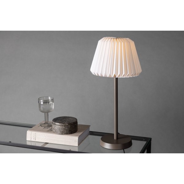 Tanddalen bordlampe - Semsket skinn/Hvit