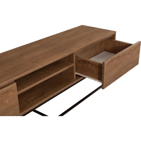 Rodez mediebenk, 180 cm - Valnøtt/svart Rodez mediebenk, 180 cm - Valnøtt/svart