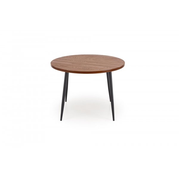 Dana spisebord �105 cm i valn�tt med 4 Alfred spisestoler i beige fl�yel og ben i valn�tt