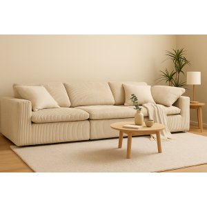 Modulsofa 320 cm i beige kordfløyel - Vera Modulsofa 320 cm i beige kordfløyel - Vera