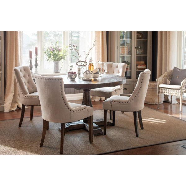 Lamier rundt spisebord - 120/170cm - Brunbeiset Lamier rundt spisebord - 120/170cm - Brunbeiset