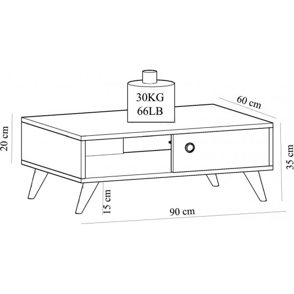 Athena salongbord - Safir/eik/hvit Athena salongbord - Safir/eik/hvit