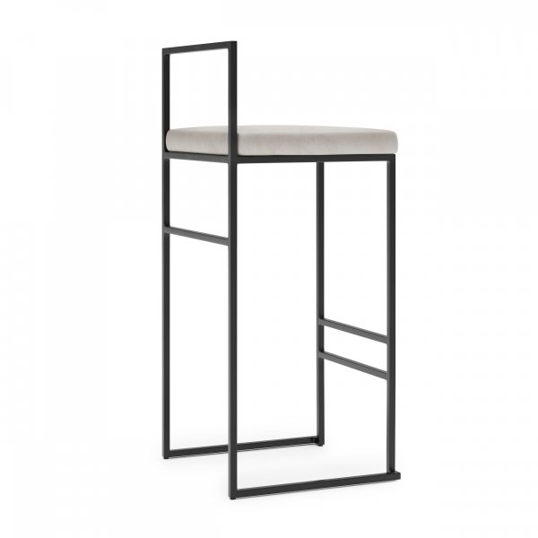 Aston barstol - Grbeige flyel / svart + Tekstilrens for mbler