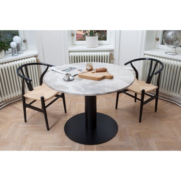 Next 105 rundt spisebord - Svart / Marmor (Beige)