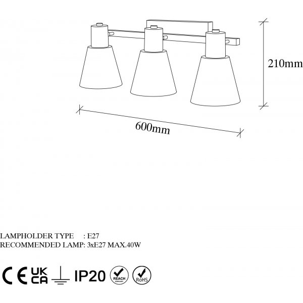 Gunnel vegglampe 13094 - Sort/antikk