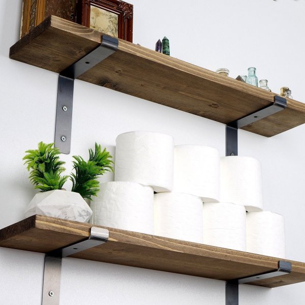 Lamba vegghylle 4 - Svart/valnøtt Lamba vegghylle 4 - Svart/valnøtt