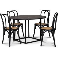 Sintorp spisegruppe, rundt spisebord Ø115 cm inkludert 4 stk. Samset stoler i bøyd tre - svart marmor (laminat) Sintorp spisegruppe, rundt spisebord Ø115 cm inkludert 4 stk. Samset stoler i bøyd tre - svart marmor (laminat)