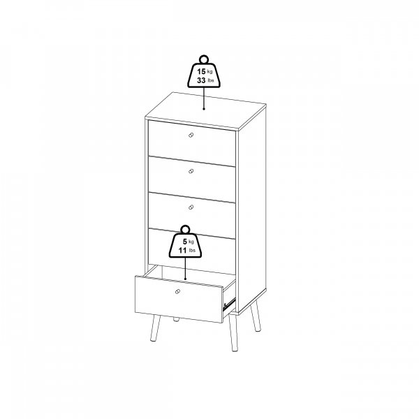 Bodo kommode med 5 skuffer - matt gr�