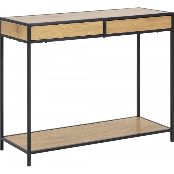 Seaford konsollbord med skuffer 100 x 35 cm - Eik/svart