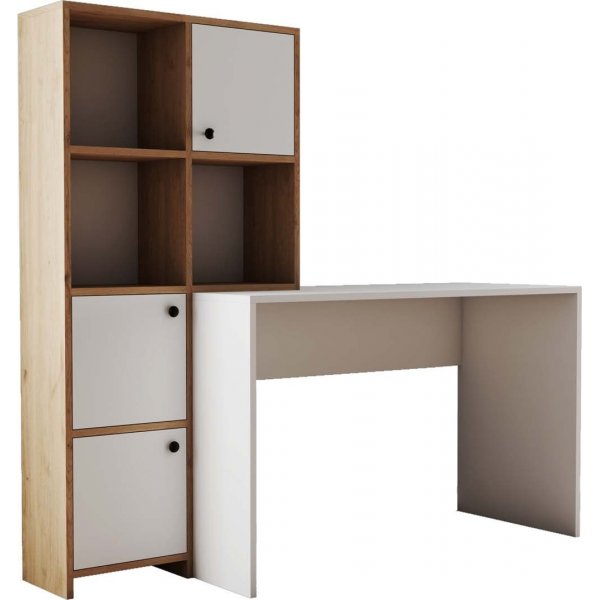 Silence skrivebord 156,8 x 51,5 cm, venstre - Hvit/eik Silence skrivebord 156,8 x 51,5 cm, venstre - Hvit/eik