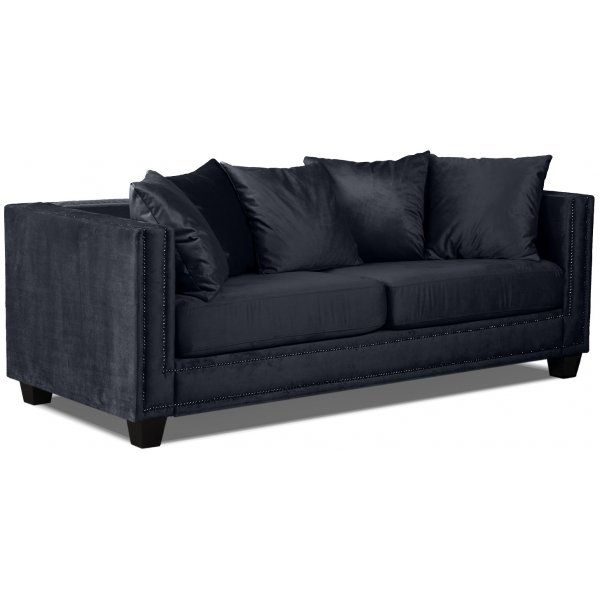 Temple Double Deco 3-seters sofa - Svart / slv nagler