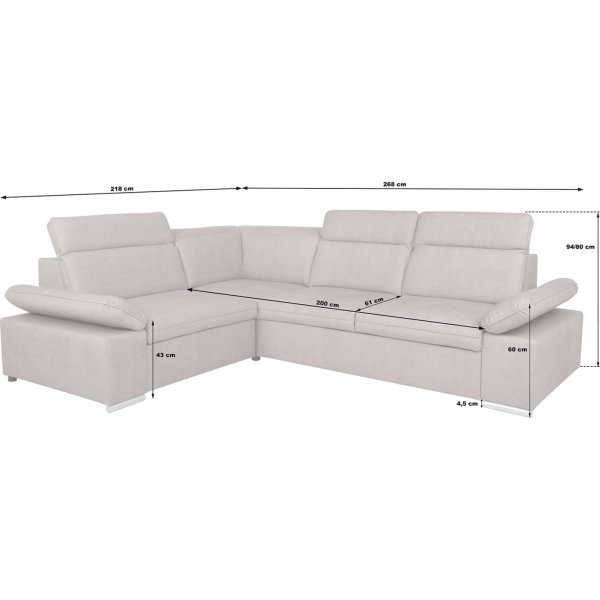 Darby hj�rnesovesofa venstre - Beige