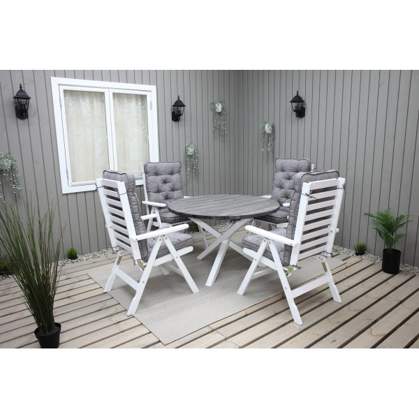 Scottsdale rundt spisebord 112 cm -Grlasert/hvit