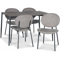 Lokrume spisegruppe med bord på 120 cm i mørkt tre + 4 stk Tofta grå stoler Lokrume spisegruppe med bord på 120 cm i mørkt tre + 4 stk Tofta grå stoler