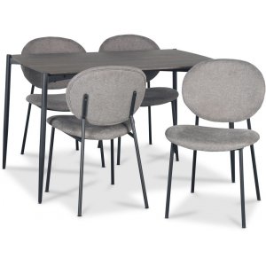 Lokrume spisegruppe med bord p 120 cm i mrkt tre + 4 stk Tofta gr stoler