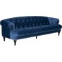 Sofa Chesterfield 3-seters sofa i bl flyel