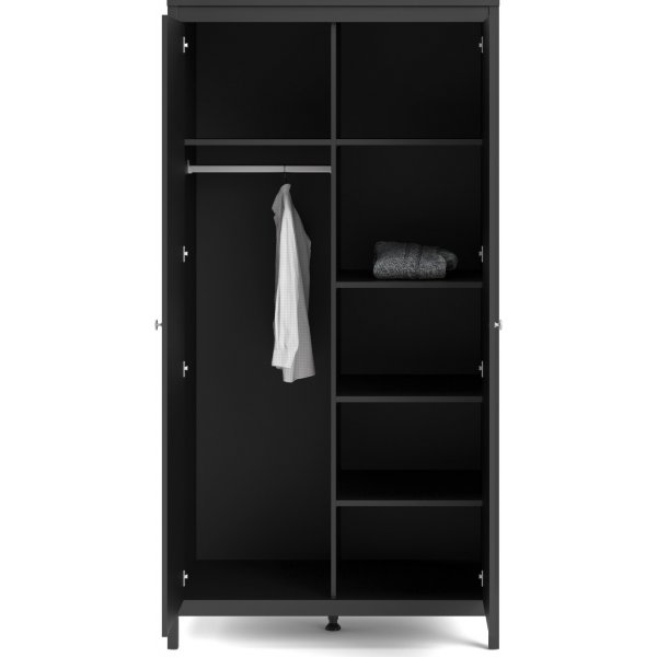 Madrid garderobe med 2 dører - Sort Madrid garderobe med 2 dører - Sort