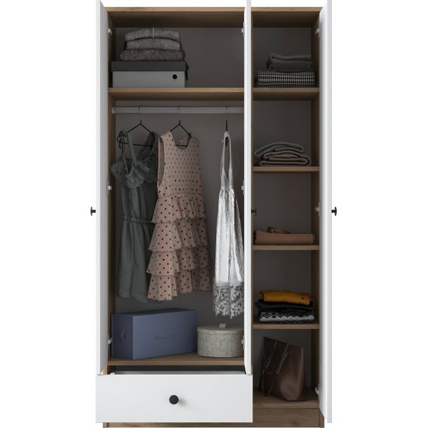 Mendy garderobeskap 90 cm - Valnøtt/hvit Mendy garderobeskap 90 cm - Valnøtt/hvit