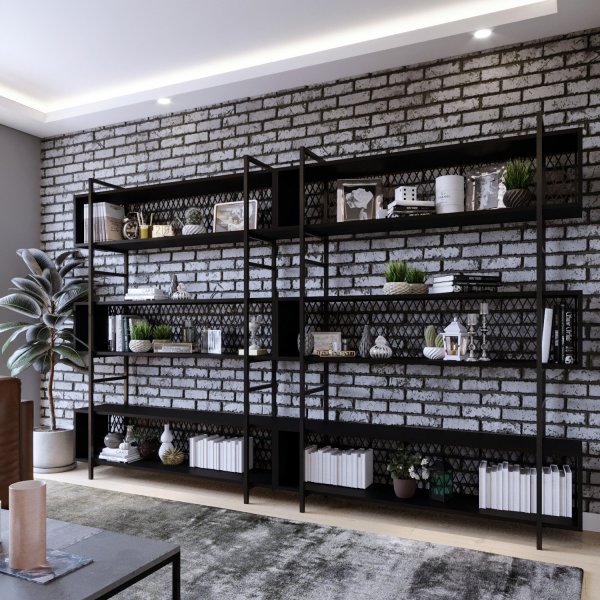 Araf bokhylle 280 cm - Sort