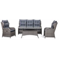Penssylvania utemøbelgruppe høy rygg med recliner (3+1+1) - Grå kunstrotting Penssylvania utemøbelgruppe høy rygg med recliner (3+1+1) - Grå kunstrotting