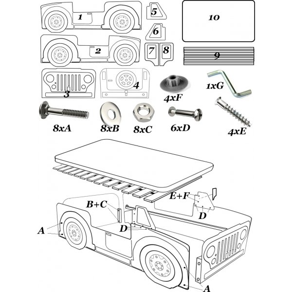 Jeep Allan barneseng - 90x190 cm Jeep Allan barneseng - 90x190 cm