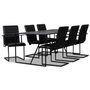 Lazio spisegruppe 195 cm bord med 6 st Lazio stoler - Svart