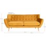 Monte 3-seters sofa - Gul/bk