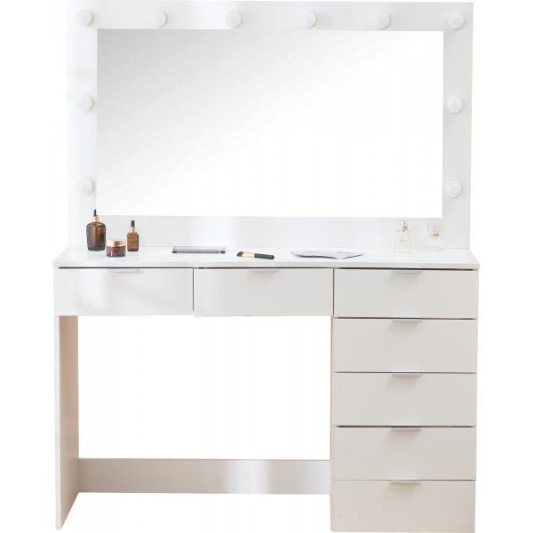 Sminkbord med belysning och förvaring Sminkbord med belysning och förvaring