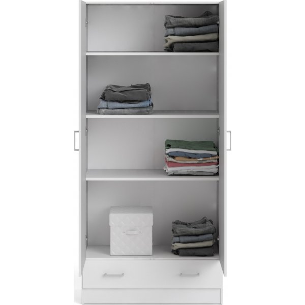 Garderobe hvit 80 cm bred og 170,5 cm hy