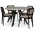 Ankara spisegruppe; rundt spisebord + 4 svarte Siknäs-stoler