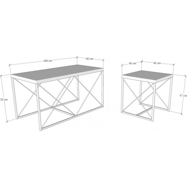 Ravina salongbord 45/100 x 45/50 cm - Antrasitt/svart Ravina salongbord 45/100 x 45/50 cm - Antrasitt/svart