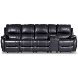 Enjoy Chicago recliner sofa - 4-seter (el) i svart kunstskinn (modell H)